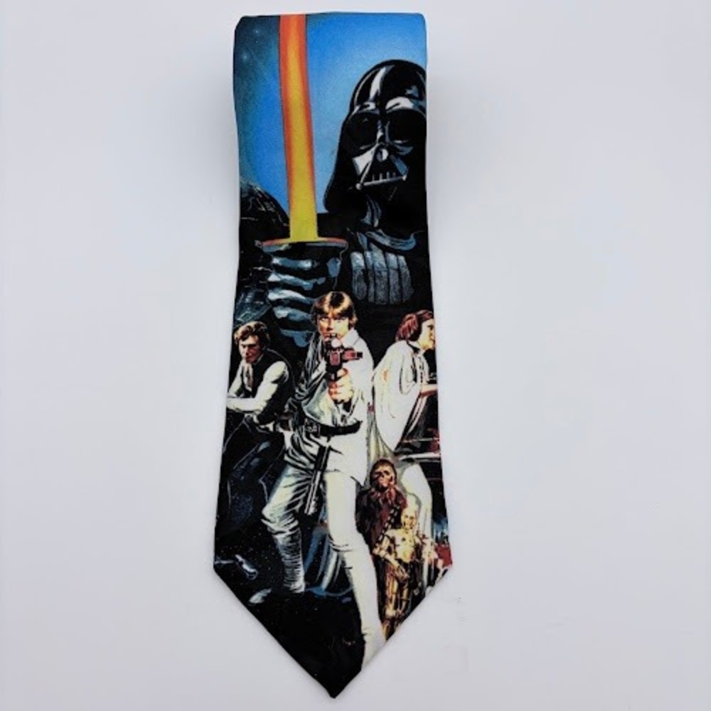 Ralph Marlin Star Wars Necktie Mens OS Multicolor Movie Poster Darth Vader VTG